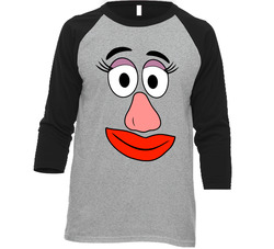 Mrs Potato Head Face Couples Halloween Costume Raglan Raglan 3/4 Sleeve Shirt