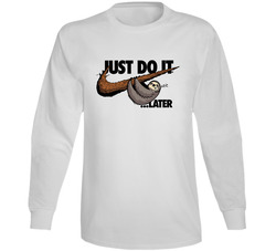 Just Do It Later Funny Sloth Swash Logo Mashup Parody Long Sleeve T Shirt
