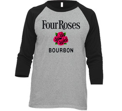 Four Roses Bourbon Alcohol Booze Label Logo Raglan Raglan 3/4 Sleeve Shirt