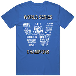 Chicago Cubs 2016 World Series Champions T Shirt Roster in W Flag Metal T Shirt