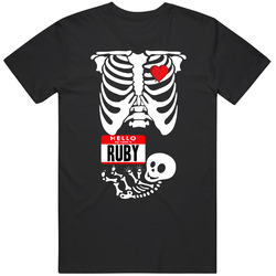 Baby Ruby Cute Halloween Custom Nametag Skeleton Maternity T Shirt