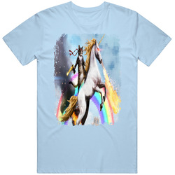 Rambo Cat Riding A Fire Breathing Unicorn T Shirt