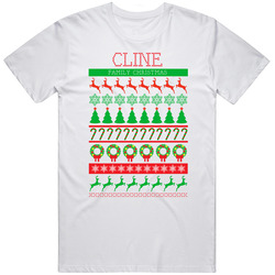 Cline Family Christmas Ugly Sweater Personalized Gift T Shirt