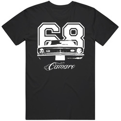 1968 Camaro Grill View With Year And Model Name Black T Shirt
