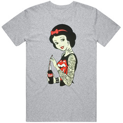 Punk Snow White With Tattoos And Piercings Wearing Rolling Stones T Shirt Disney Parody Drinking Twisted Cola T Shirt