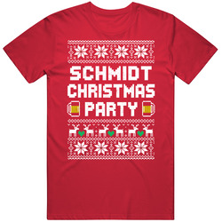 Schmidt Christmas Party Ugly Sweater Custom Last Name Beer Drinking T Shirt