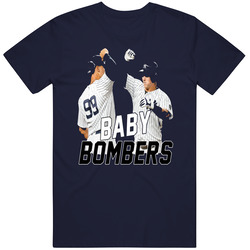 Baby Bombers New York Yankees Aaron Judge Garry Sanchez Mlb Graphic Design Baseball Custom Navy Casual Short Sleeve T Shirt