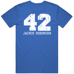 Jackie Robinson #42 Brooklyn Baseball Fan Worn Look Sports T Shirt