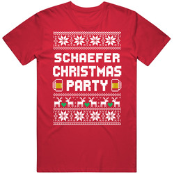 Schaefer Christmas Party Ugly Sweater Custom Last Name Beer Drinking T Shirt