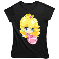 Super Smash Bros. - Super Mario Bros. - Peach - Cute  Black Ladies T Shirt
