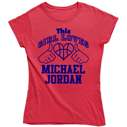 Michael Jordan This Girl Loves Heart Washington Basketball Ladies T Shirt
