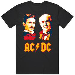 Ac Dc Warna Tesla Edison Hitam T Shirt