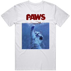 Paws Jaws Parody White T Shirt