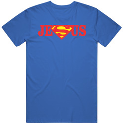 Super Man Jesus Blue T Shirt