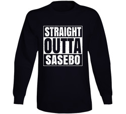 Straight Outta Sasebo Japan Distressed Look City Grunge Cool Long Sleeve T Shirt