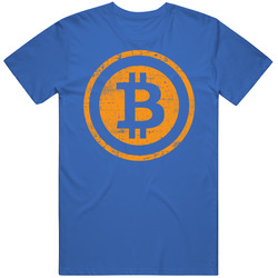 Distressed Bitcoin Logo Men's T-shirt - Royal Blue Small T Shirt