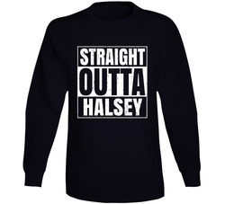 Straight Outta Halsey Distressed Look City Grunge Cool Long Sleeve T Shirt