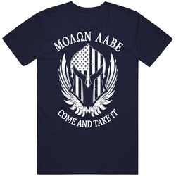 Molon Labe Usa Helmet Navy T Shirt