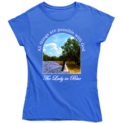 The Lady In Blue Light Blue Letters Ladies T Shirt