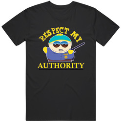 South Park Cartman Cop Respect My Authority T-shirt Authoritah Top Tee T Shirt South Park Cartman Cop Respect My Authority T-shirt Authoritah Top Tee T Shirt