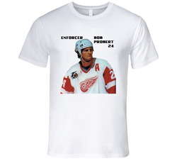 Bob Probert Enforcer 24 White And Red Premium Black Font Ultimate Fan Fun Cool Wear T Shirt