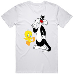 Looney Tunes Sylvester Tweety Bird Juniors Unisex Cartoon T Shirt