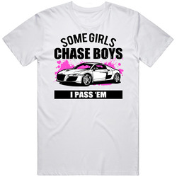 Black And White 2006 Audi R8 Some Girls Chase Boys Cool Car T Shirt