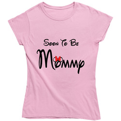 Soon To Be Mommy Pregnancy Announcement Disney Mickey Mouse Reveal Shirt Baby On the Way Ladies T Shirt