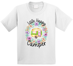Little Happy Camper Caravan Shirt, Camping Girl Clothes T Shirt