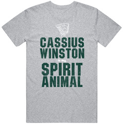 Cassius Winston Is My Spirit Animal Cool Michigan State College Basketball Fan Worn Look T Shirt