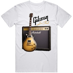 Gibson Les Paul Logo 2 Whitess T Shirt Gibson Les Paul Logo 2 Whitess T Shirt
