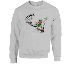 Gaston Lagaffe Son Chat Sa Mouette Crewneck Sweatshirt Crewneck Sweatshirt