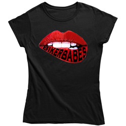 Lip It Out Bikerbabes Text Black Ladies T Shirt Lip It Out Bikerbabes Text Black Ladies T Shirt