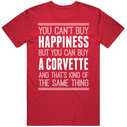 Men's T-shirt, Red, You Can't Buy Happiness Corvette Vintage RED Unisex T Shirt Men's T-shirt, Red, You Can't Buy Happiness Corvette Vintage RED Unisex T Shirt