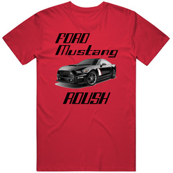 Ford Mustang Roush 302 Car Logo Red T Shirt
