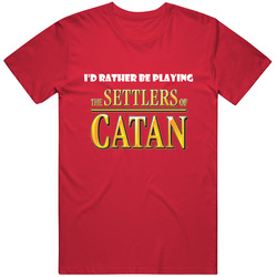 I'd Rather Be Playing The Settlers Of Catan Board Game Funny Vintage RED Unisex T Shirt