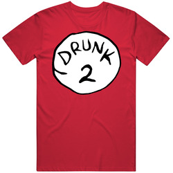 Drunk 2 Thing 2 Dr Suess Funny Drinking Vintage RED Unisex T Shirt