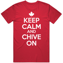 Keep Calm And Chive On Canada Canadian Maple Leaf Vintage RED Unisex T Shirt