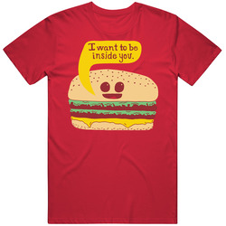 I Want To Be Inside You Cheeseburger Food Funny Vintage RED Unisex T Shirt