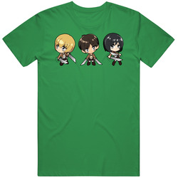 Attack On Titan - Cute Armin Eren Mikasa Green Vintage Merch Irish Green Unisex T Shirt