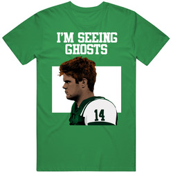 Im Seeing Ghosts Sam Darnold New York Jets Quartback Funny Football Vintage Merch Irish Green Unisex T Shirt