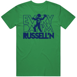 Russell Wilson Everyday Im Russelling Seattle Wisconsin Football Vintage Merch Irish Green Unisex T Shirt