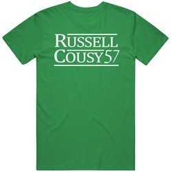 Bill Russell Bob Cousy 1957 Boston Basketball Fan unisex vintage irish green T Shirt