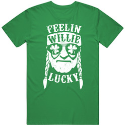 Feelin Willie Lucky Nelson Pun Funny St Patirck's Day unisex vintage irish green T Shirt