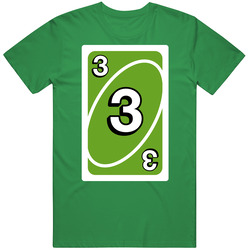 Three 3 Green Uno Card Game Fan Halloween Fancy Dress unisex vintage irish green T Shirt