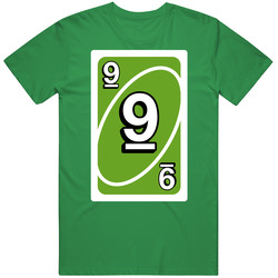 Nine 9 Green Uno Card Game Fan Halloween Fancy Dress unisex vintage irish green T Shirt