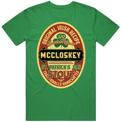 Mccloskey Original Irish Stout Beer Label St Patricks Day Last Name unisex vintage irish green T Shirt