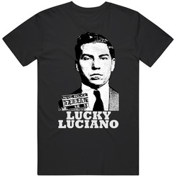 Lucky Luciano Mafia With Lucky Luciano Wordt Graphic Black Tee Unisex Film Merch T Shirt