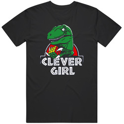 New Clever Girl Jurassic Park Velociraptor Dinosaur Funny Black Graphic Black Tee Unisex Film Merch T Shirt