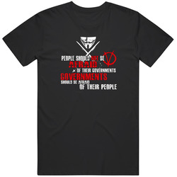 V For Vendetta People Shouldn't Be Affraid Of Governments Graphic Black Tee Unisex Film Merch T Shirt